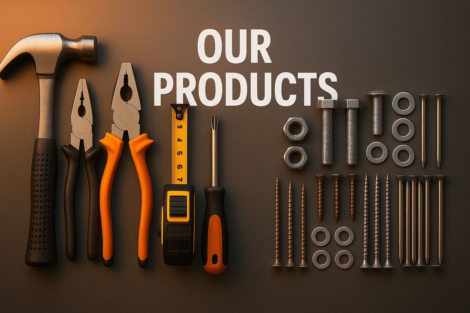 Hardware products - fasteners, tools, building materials
